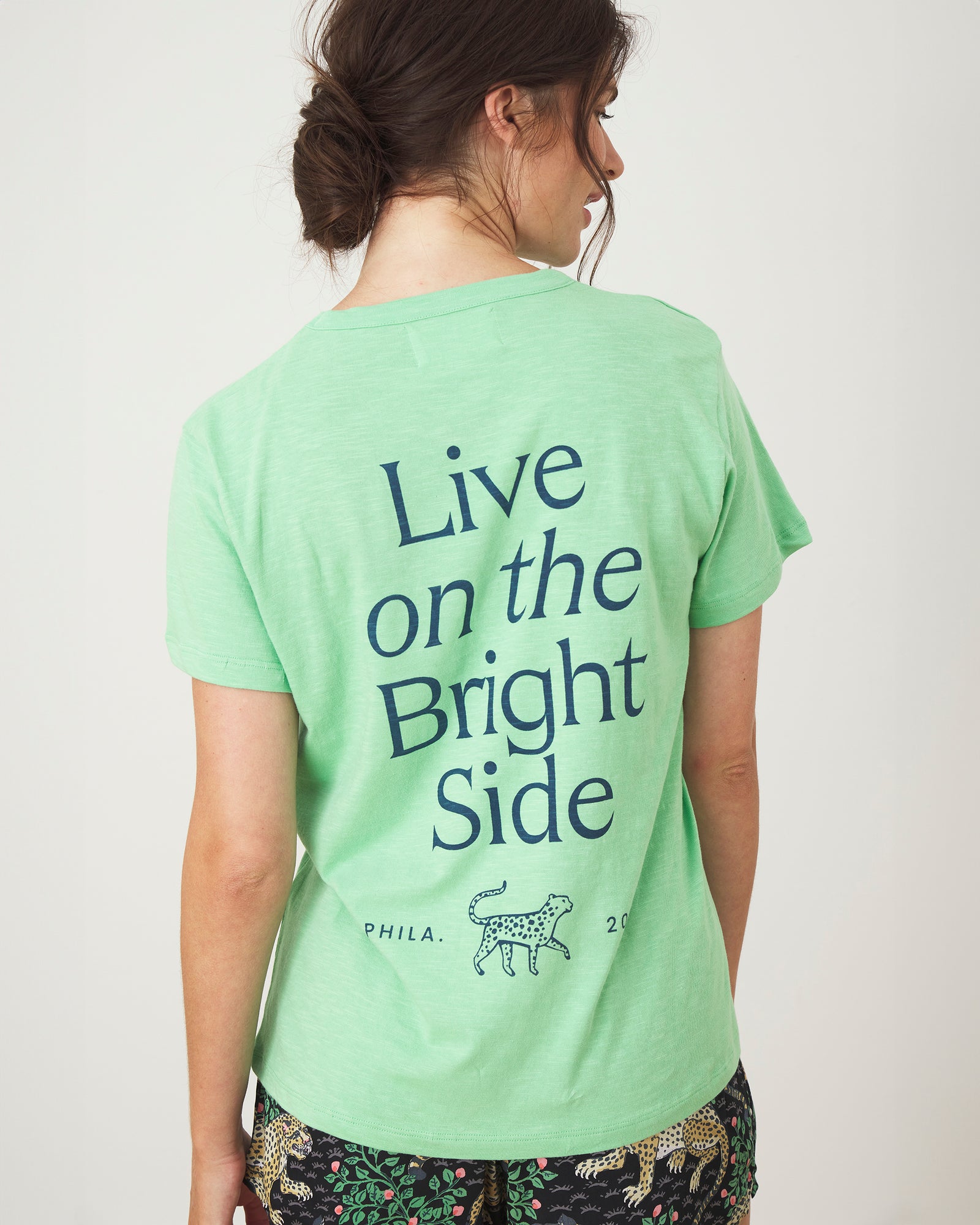 Live On The Bright Side - Oversized Graphic Tee - Avocado - Printfresh