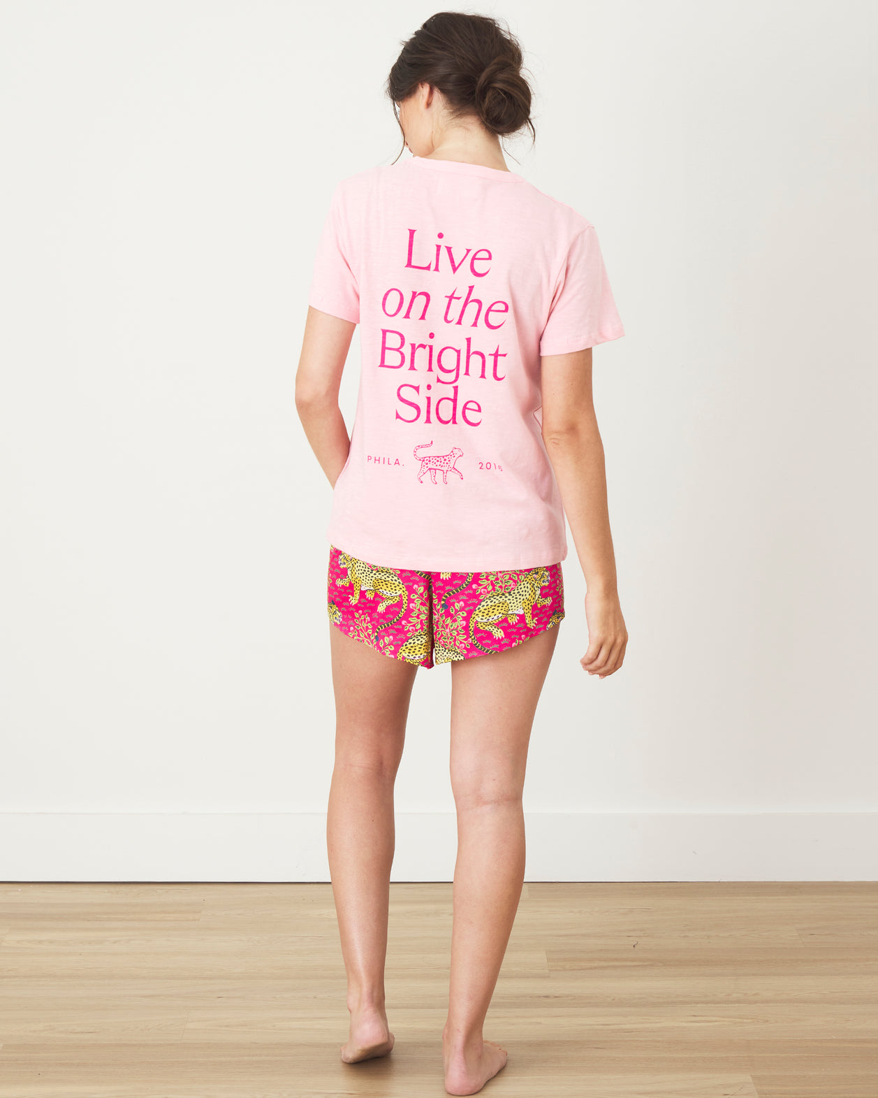 Oversized Graphic Tee - Live On The Bright Side - Pink Peony - Printfresh