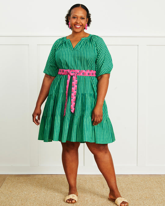 Seaside Stripes - Lightweight It's a Date Dress - Clover Green - Printfresh