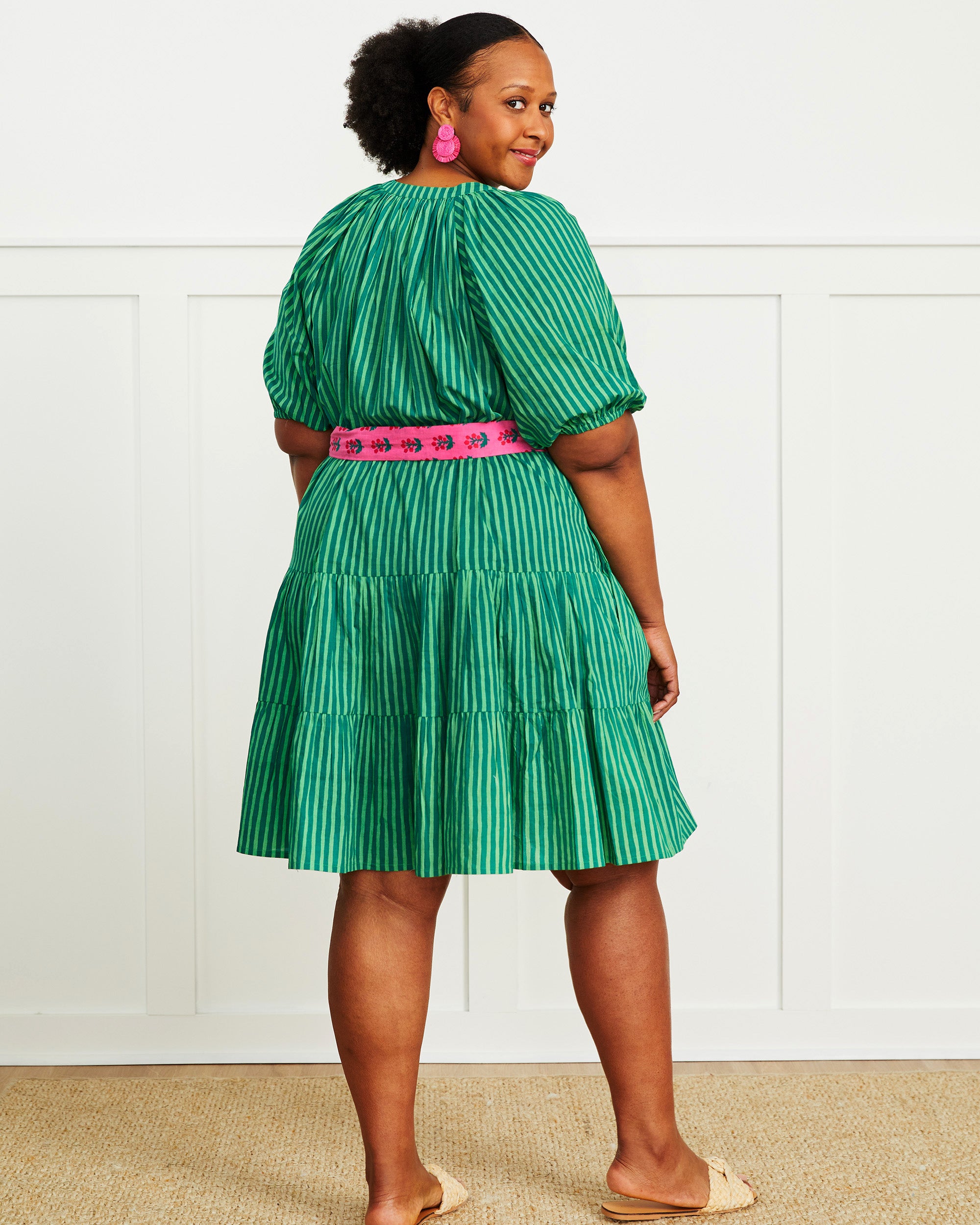 Seaside Stripes - Lightweight It's a Date Dress - Clover Green - Printfresh