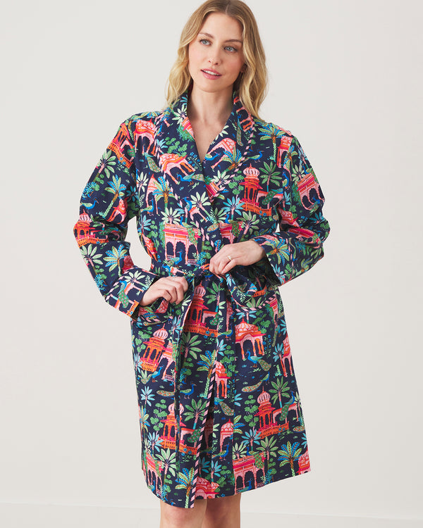 Peacock Palace - Luna Robe - Deep Navy - Printfresh