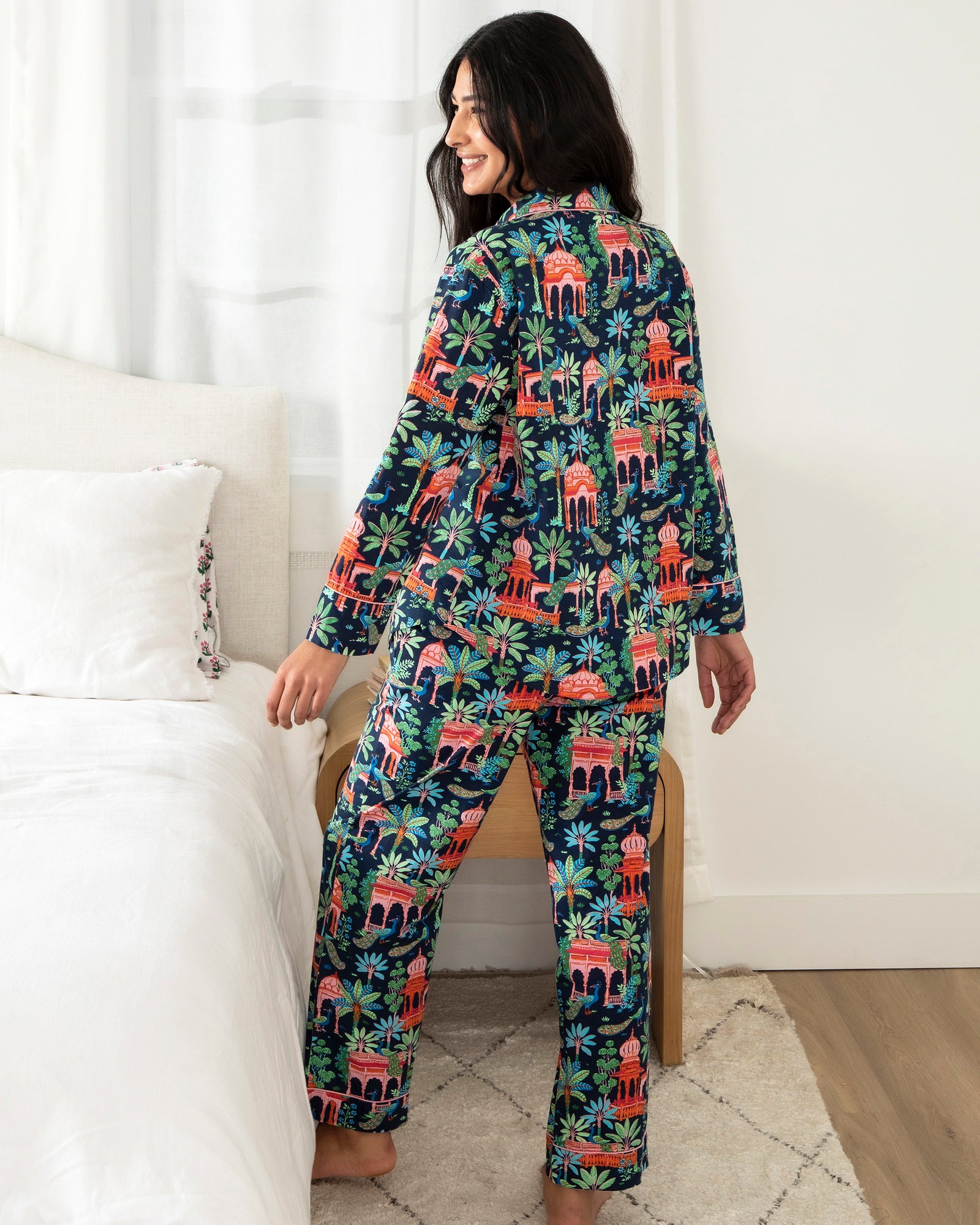 Peacock Palace - Tall Long PJ Set - Deep Navy - Printfresh