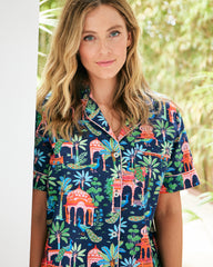 Peacock Palace - Short PJ Set - Deep Navy - Printfresh