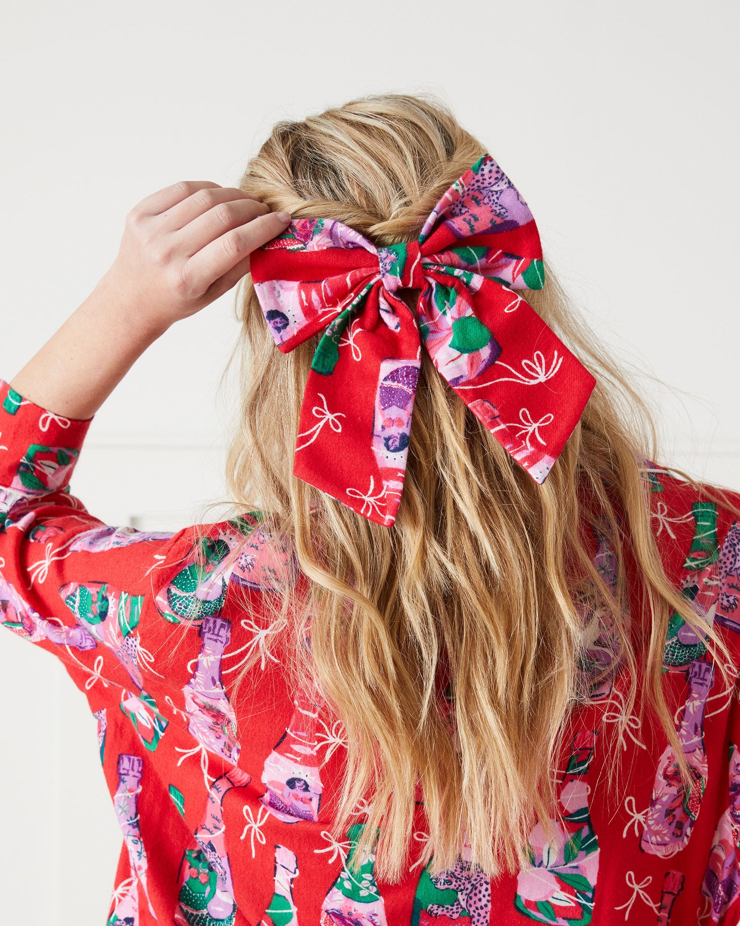 Pop the Bubbly - The Preppy Hair Bow - Red Stocking - Printfresh