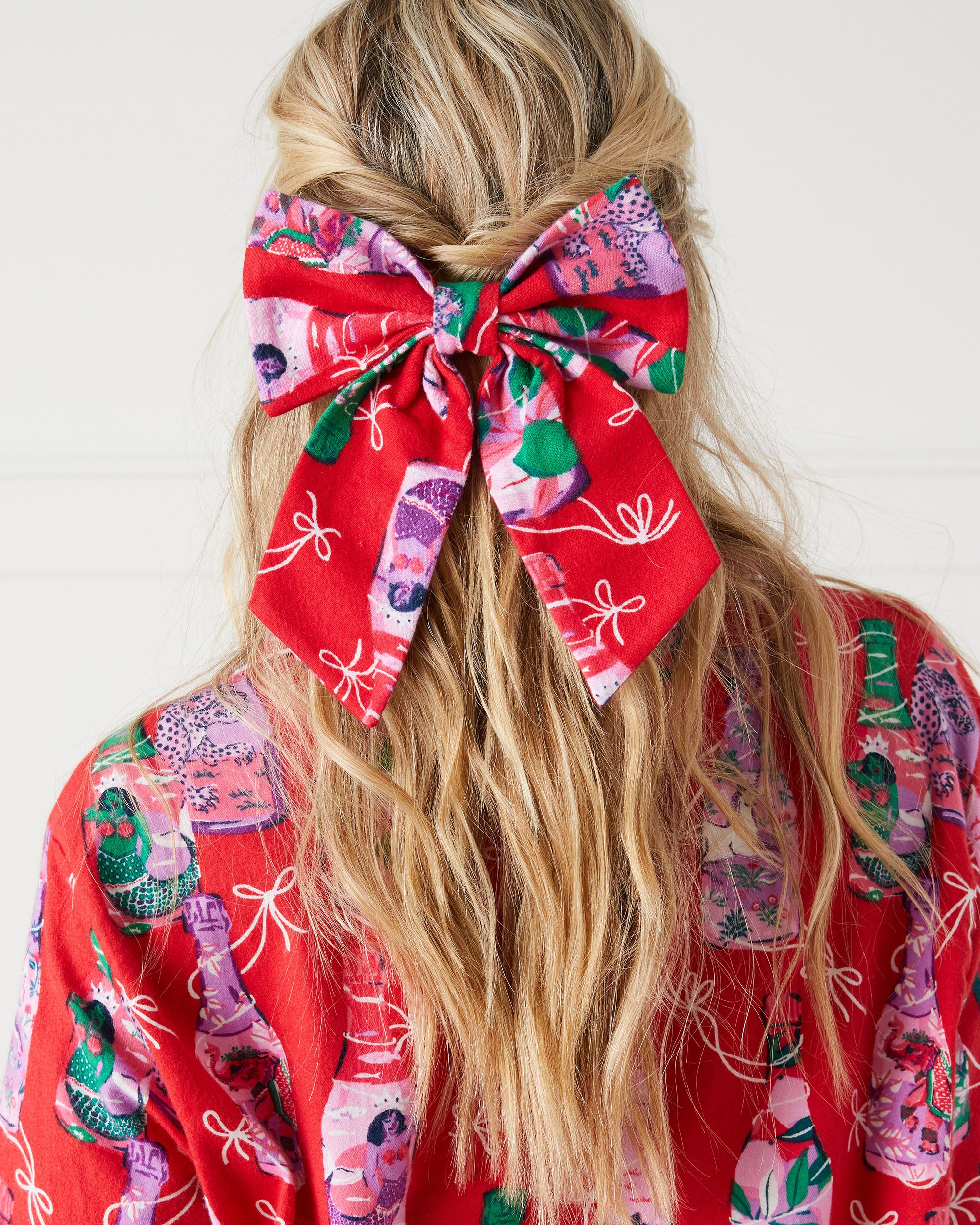 Pop the Bubbly - The Preppy Hair Bow - Red Stocking - Printfresh