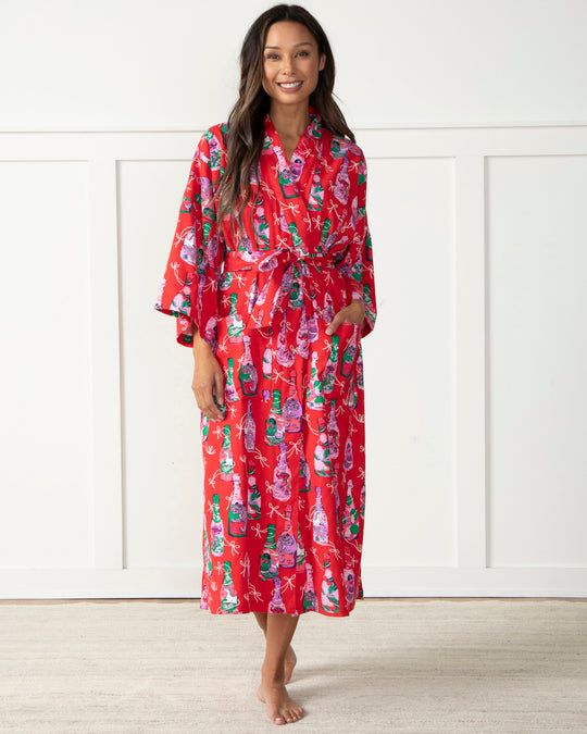 Pop the Bubbly - Brushed Twill Robe - Red Stocking - Printfresh