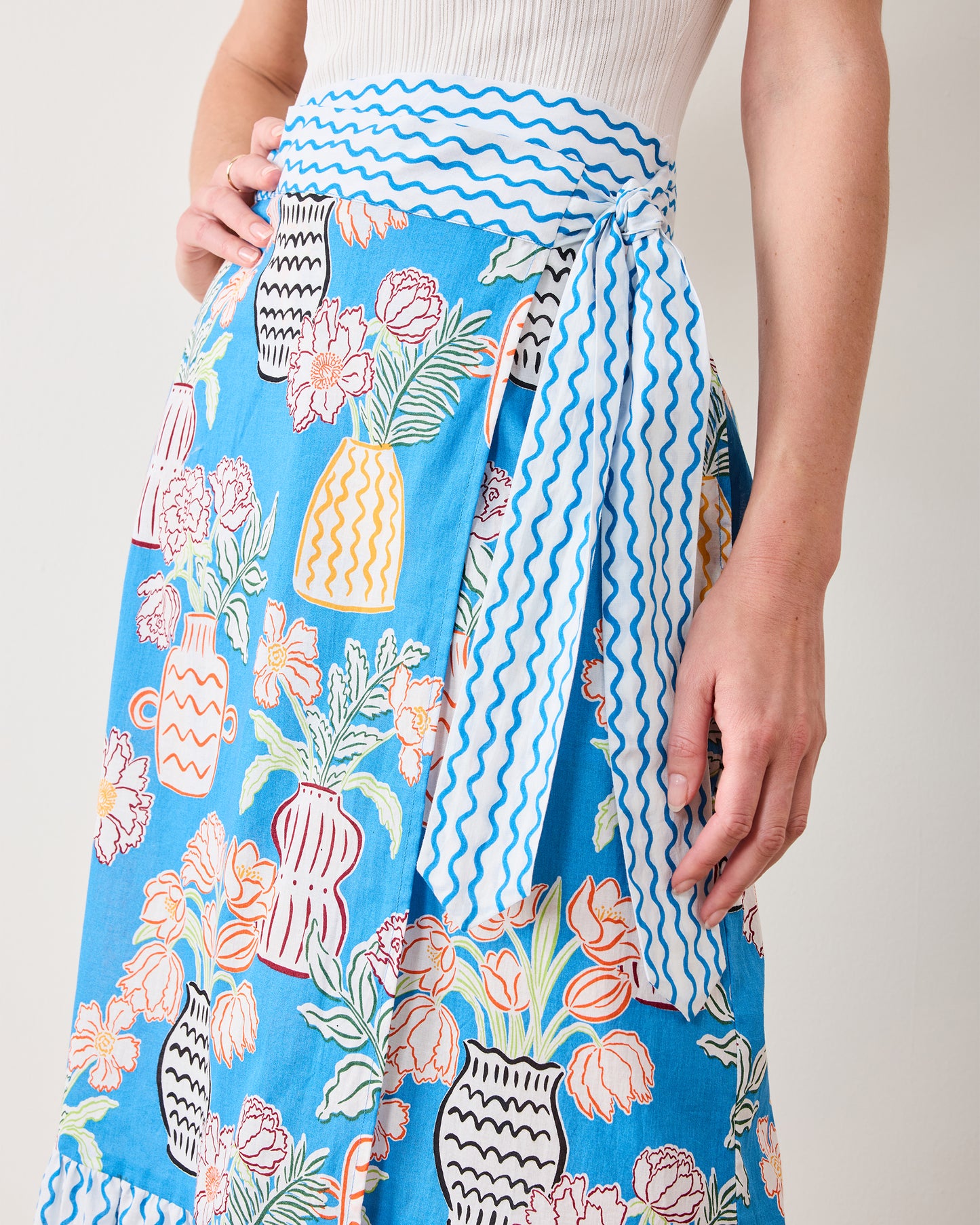 Antique Vases - Anika Skirt - Blue Sky - Printfresh