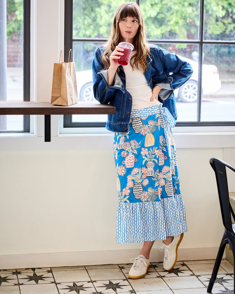 Antique Vases - Anika Skirt - Blue Sky - Printfresh