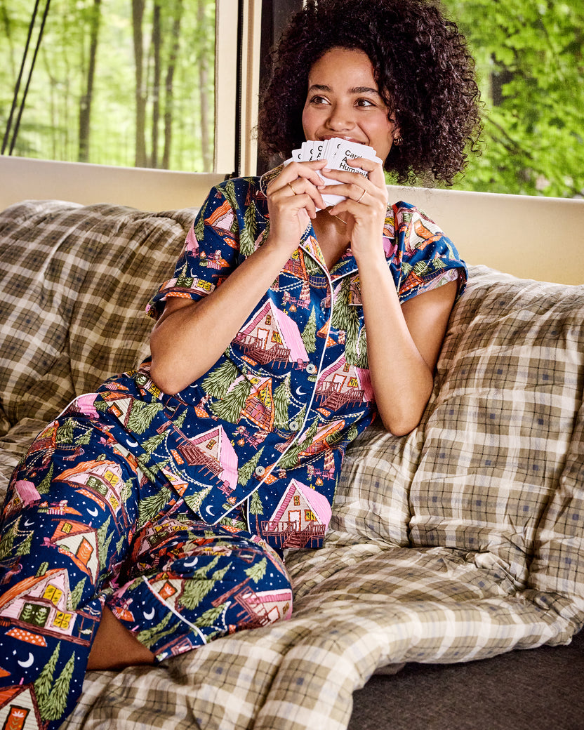 Bonfire Stories - Short Sleeve Top & Cropped Pants Set - Starlight Blue - Printfresh