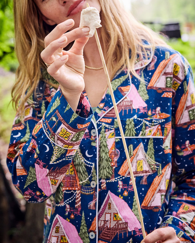 Bonfire Stories - Long Sleeve Top & Shorts Set - Starlight Blue - Printfresh