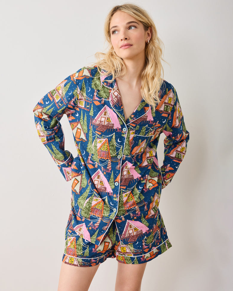 Bonfire Stories - Long Sleeve Top & Shorts Set - Starlight Blue - Printfresh