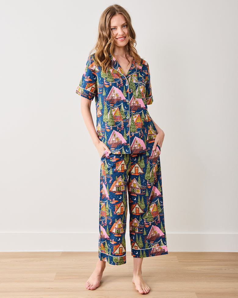 Bonfire Stories - Short Sleeve Top & Cropped Pants Set - Starlight Blue - Printfresh