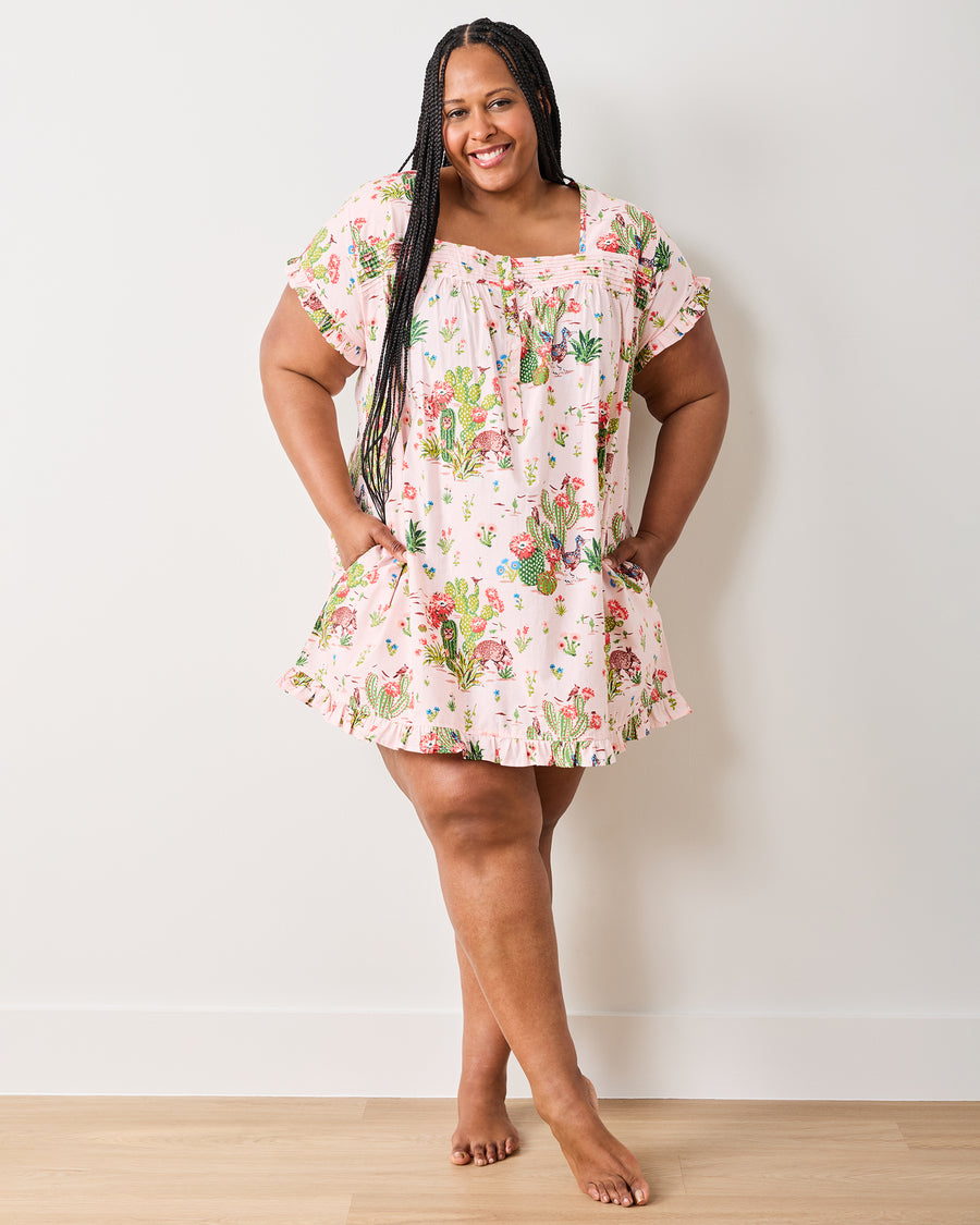 Desert Dream - Pintuck Nightgown - Pink Cactus - Printfresh