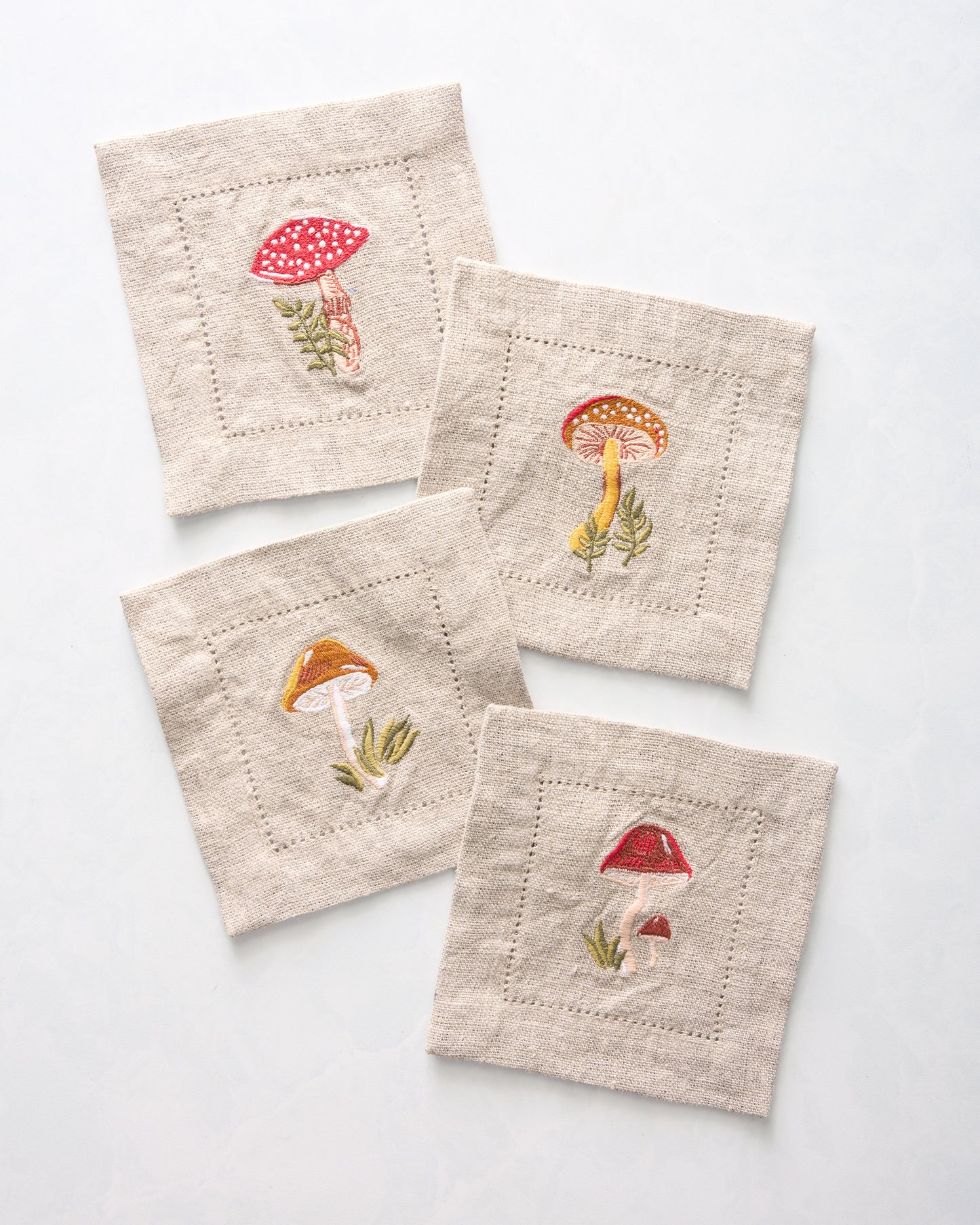 Mushroom Medley - Cocktail Napkins Set of 4 - Truffle - Printfresh