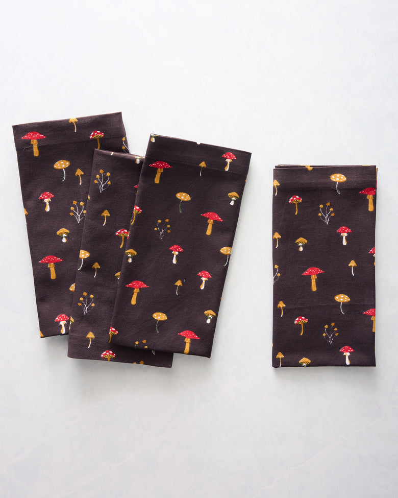 Mushroom Medley - Dinner Napkins Set of 4 - Truffle - Printfresh
