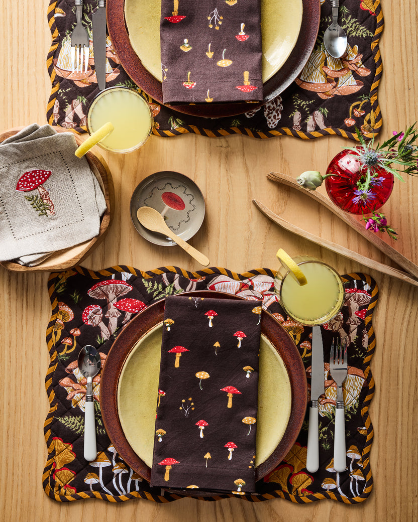 Mushroom Medley - Dinner Napkins Set of 4 - Truffle - Printfresh