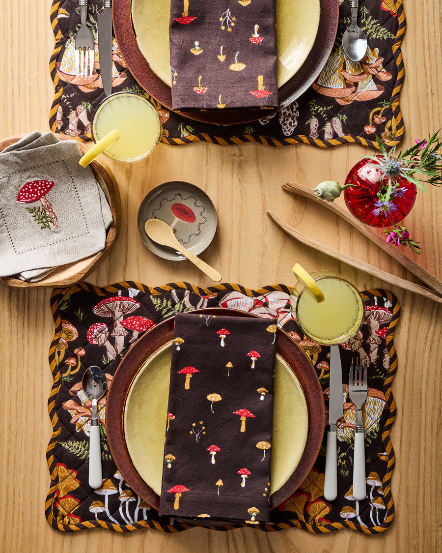 Mushroom Medley - Dinner Napkins Set of 4 - Truffle - Printfresh