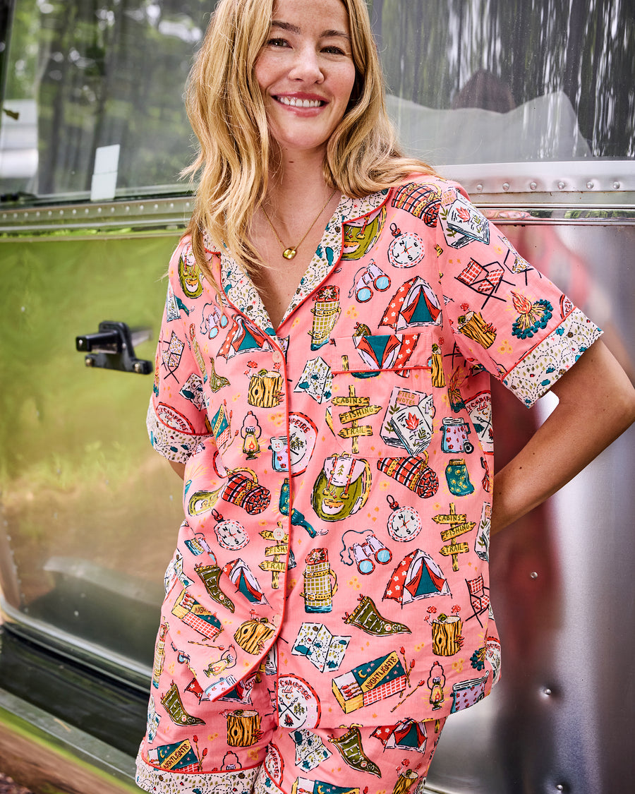 Camping Trip - Short PJ Set - Coral - Printfresh