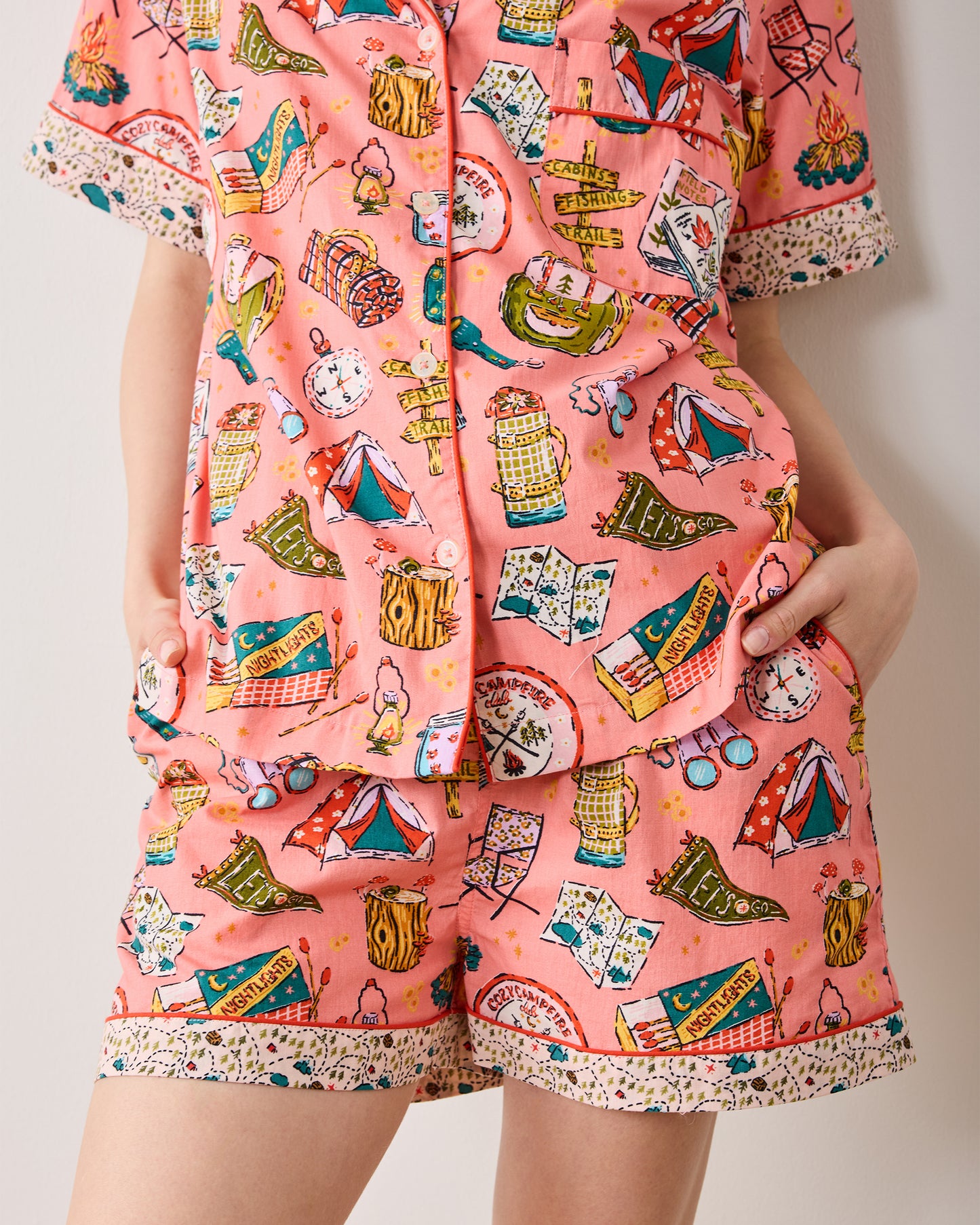 Camping Trip - Short PJ Set - Coral - Printfresh