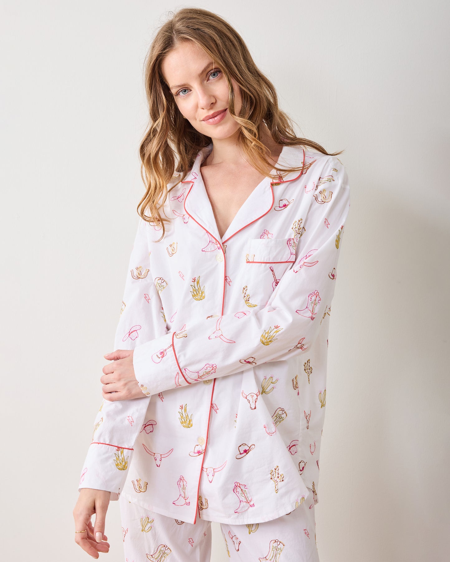 Western Embroidery - Short PJ Set - Cloud - Printfresh