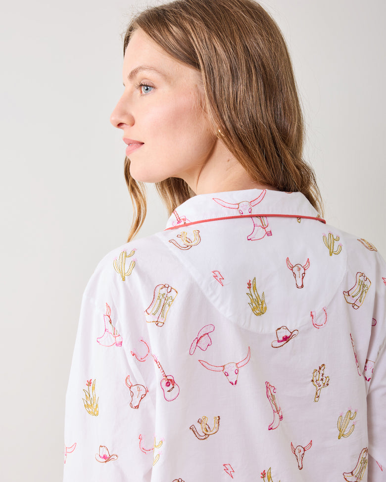 Western Embroidery - Short PJ Set - Cloud - Printfresh