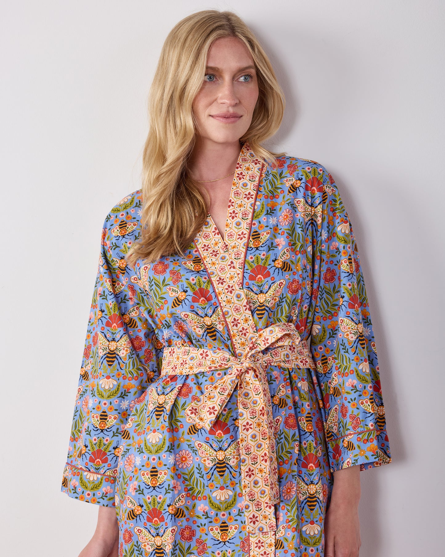 Bee Tapestry - Getting Ready Robe - Delphinium Blue