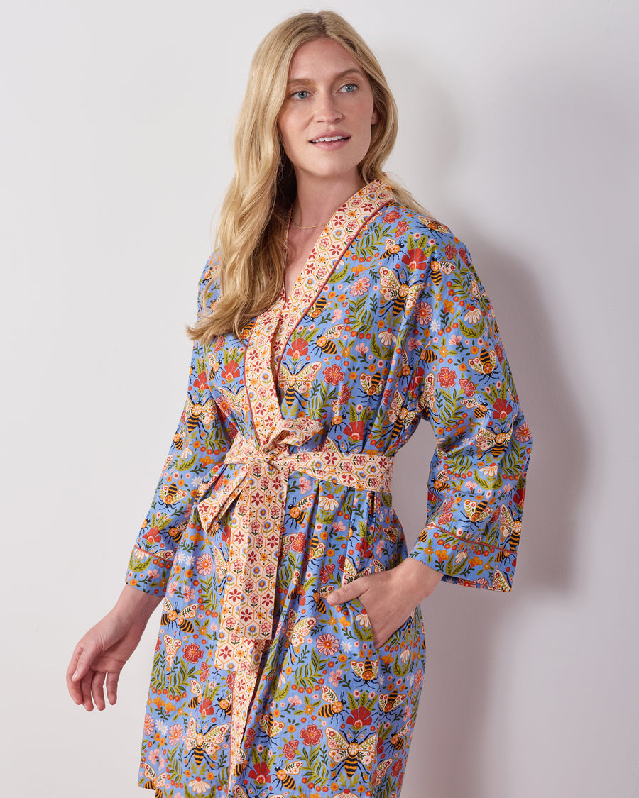 Bee Tapestry - Getting Ready Robe - Delphinium Blue