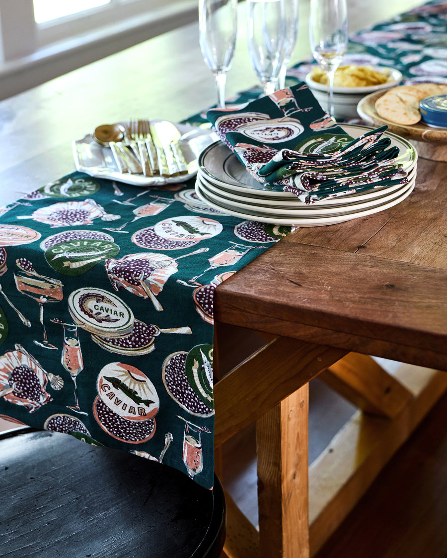 Champagne & Caviar - Table Runner - Peacock Feather