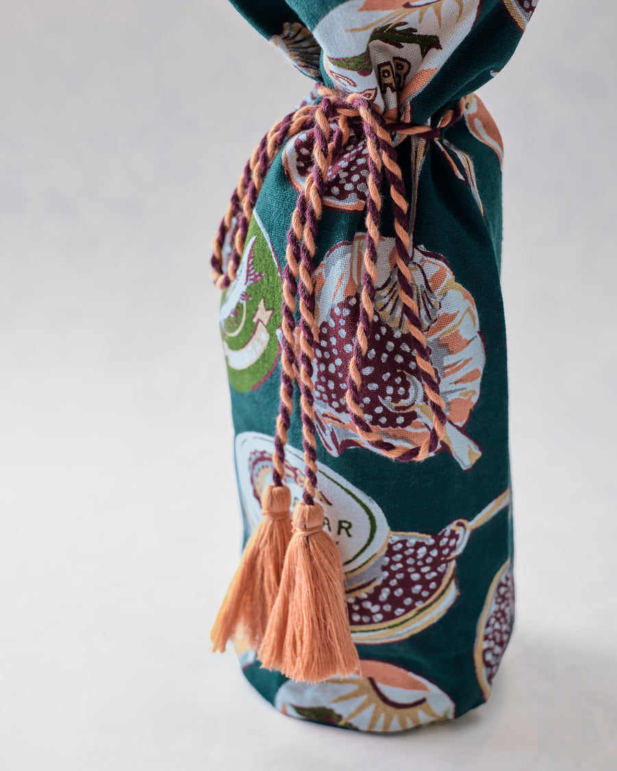 Champagne & Caviar - Wine Bag - Peacock Feather