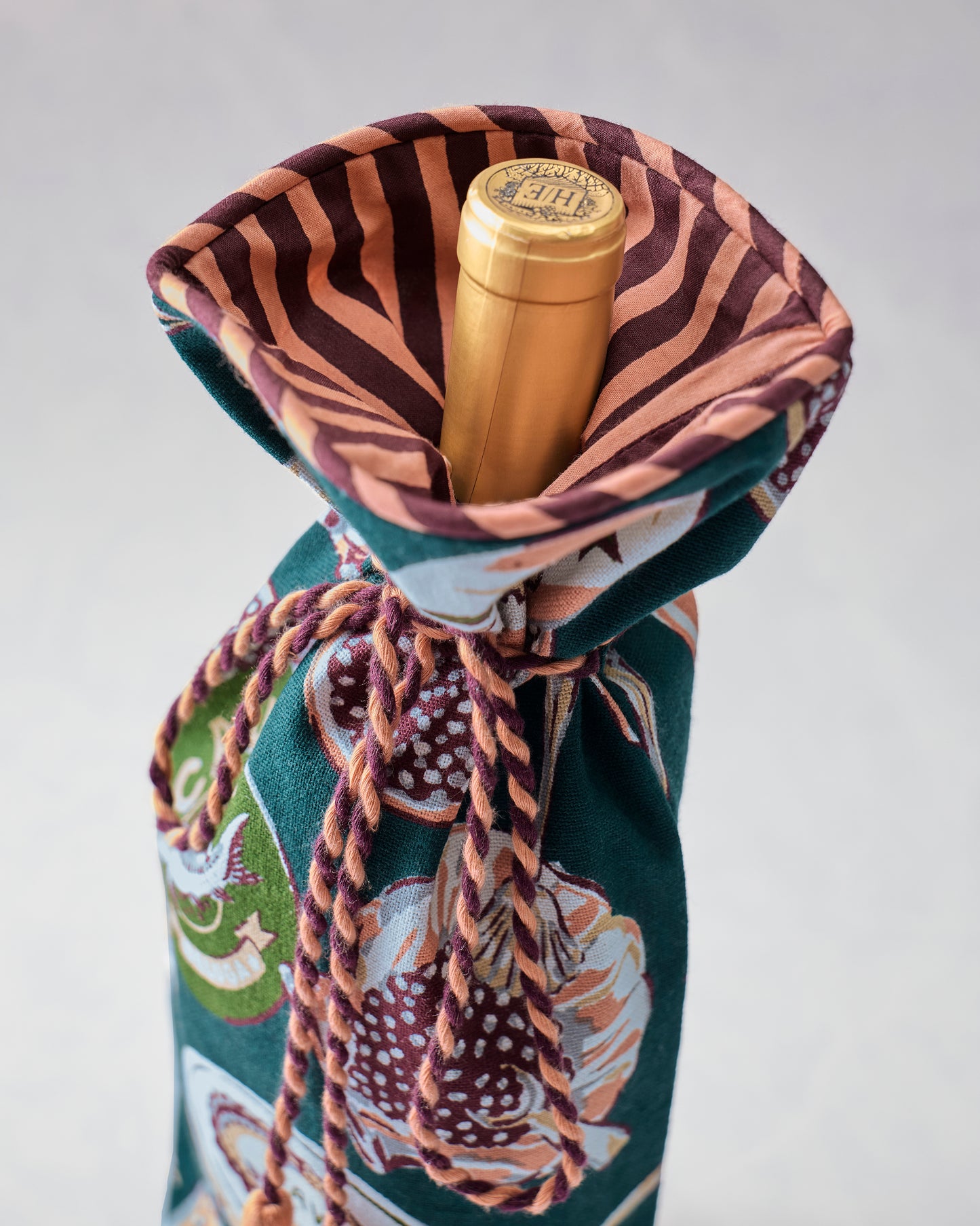 Champagne & Caviar - Wine Bag - Peacock Feather
