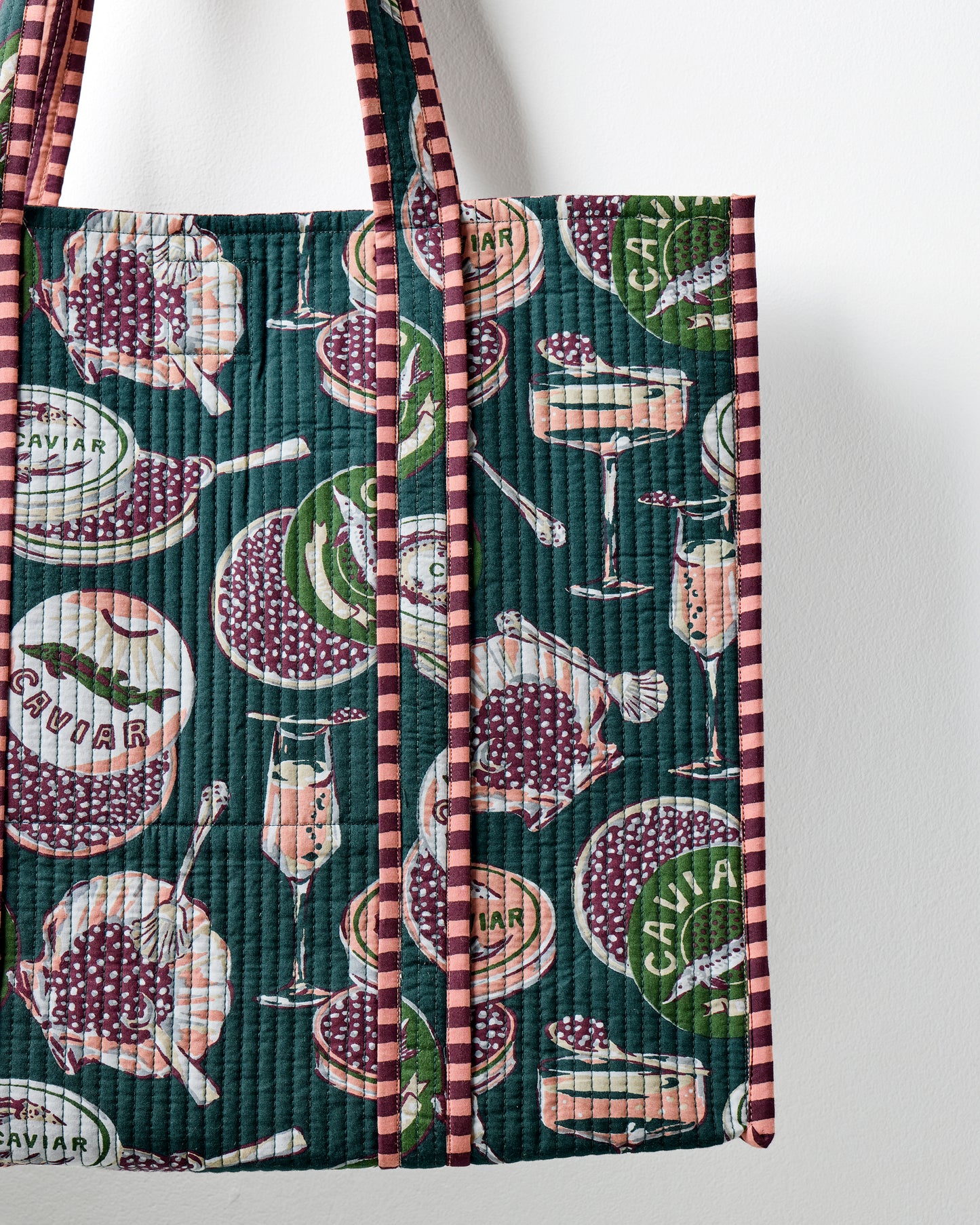 Champagne & Caviar - The Traveler Tote - Peacock Feather