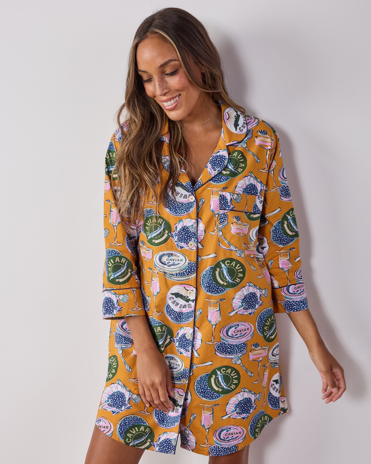 Champagne & Caviar - Sleep Shirt - Goldenrod