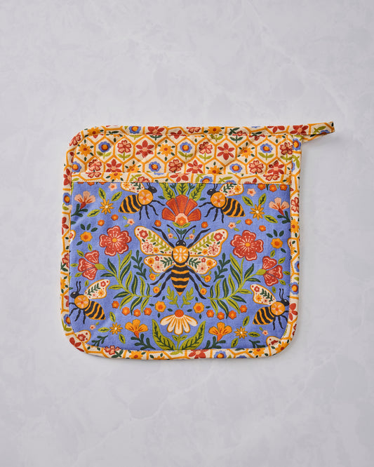 Bee Tapestry - Pot Holder - Delphinium Blue