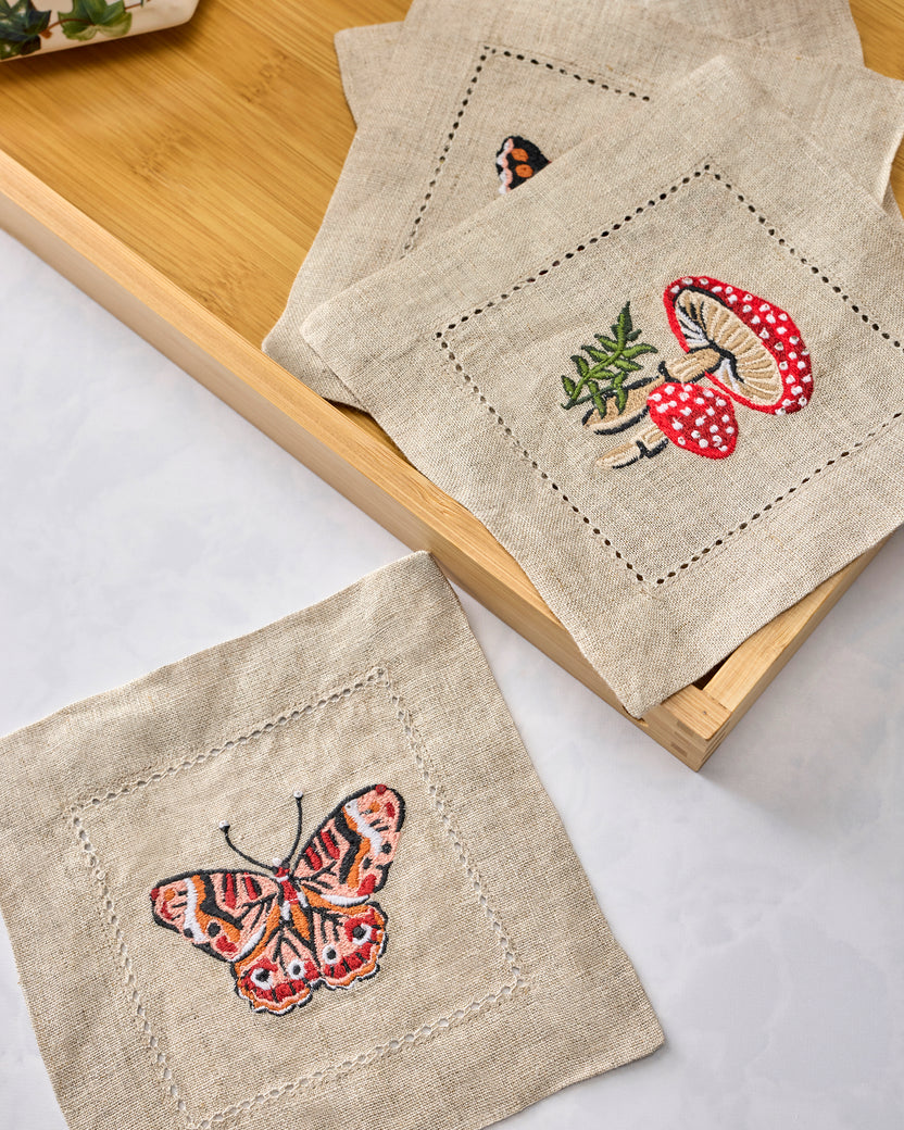 Butterfly Forager - Cocktail Napkins Set of 4 - Rosewood