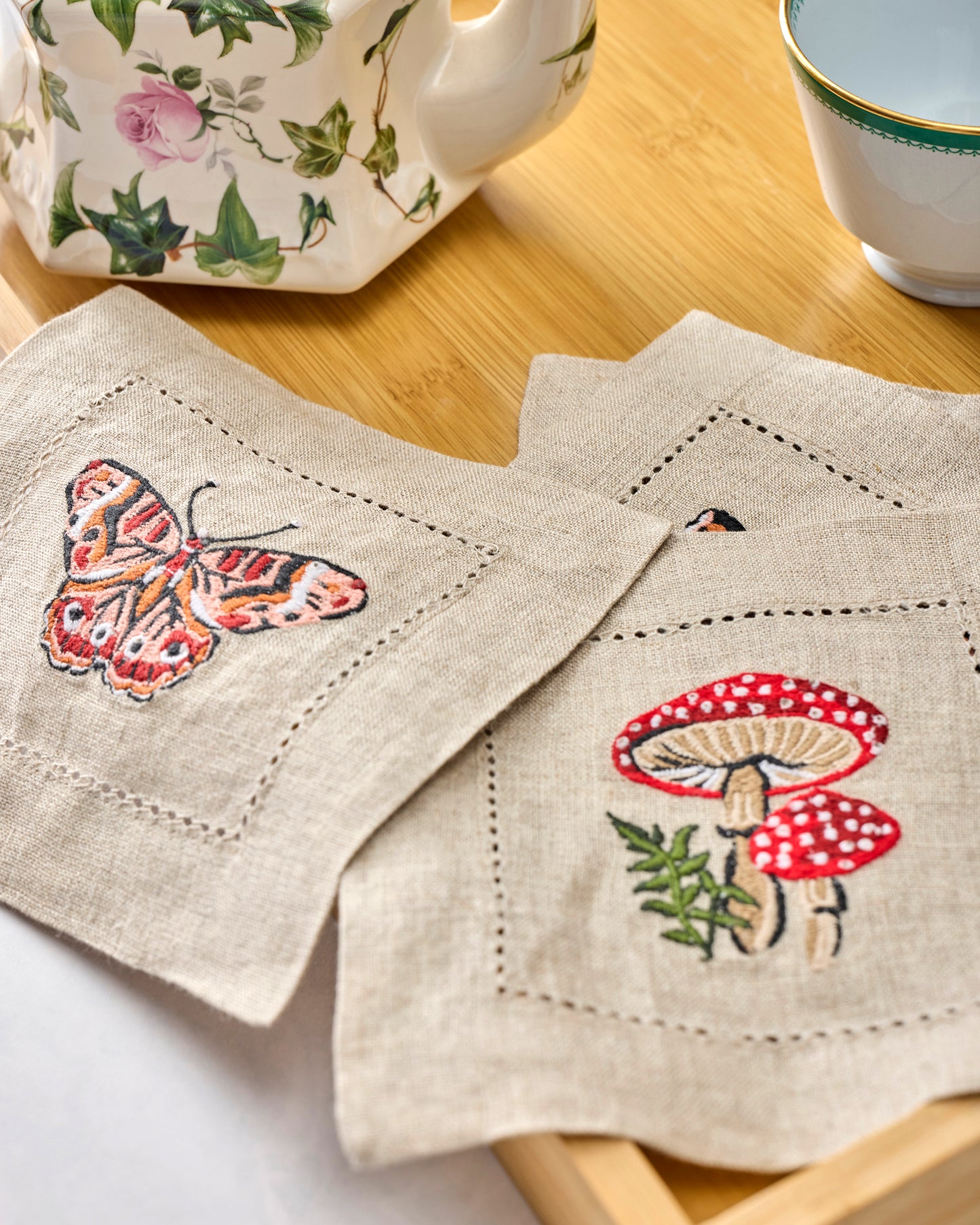 Butterfly Forager - Cocktail Napkins Set of 4 - Rosewood