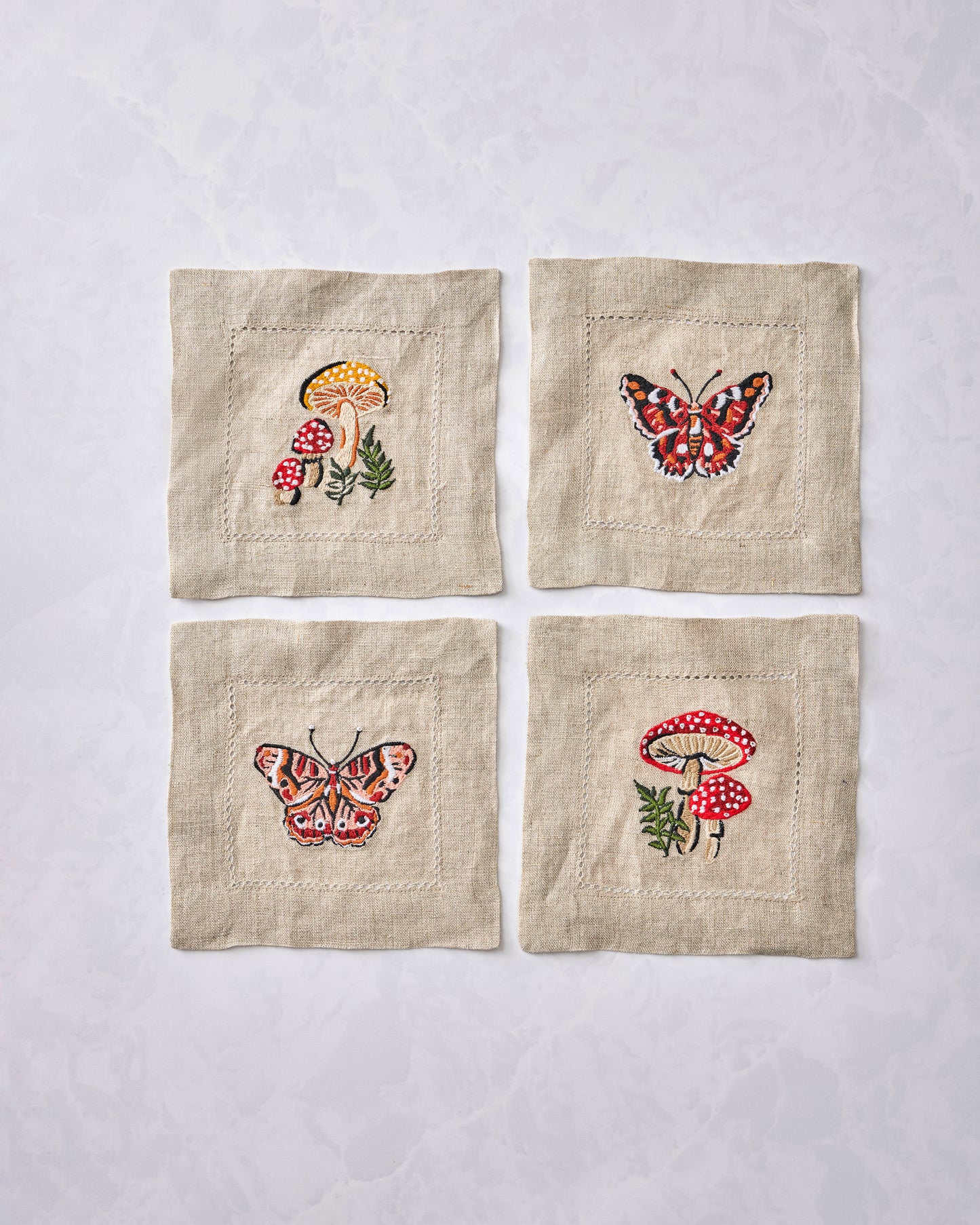 Butterfly Forager - Cocktail Napkins Set of 4 - Rosewood