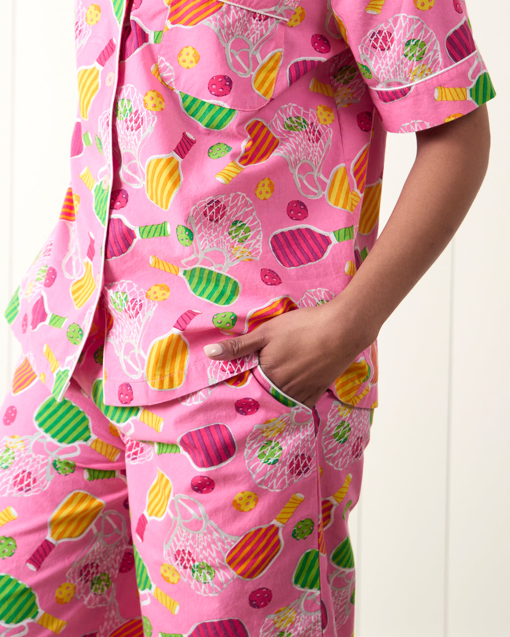 Pretty In Pickleball - Short Sleeve Top & Cropped Pants Set - Popsicle - Printfresh