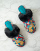 Royal Cheetah - Velvet Faux-Fur Slippers - Ruby Jade - Printfresh