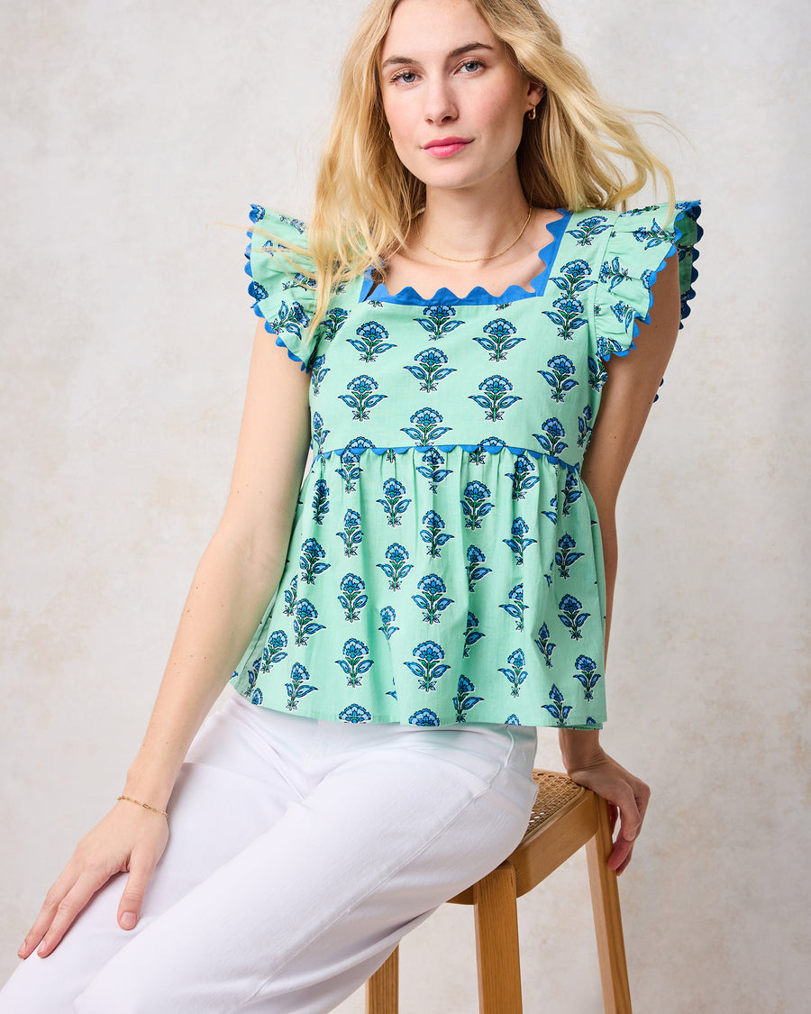 Aviary Flowers - Dunmore Blouse - Soft Sage - Printfresh