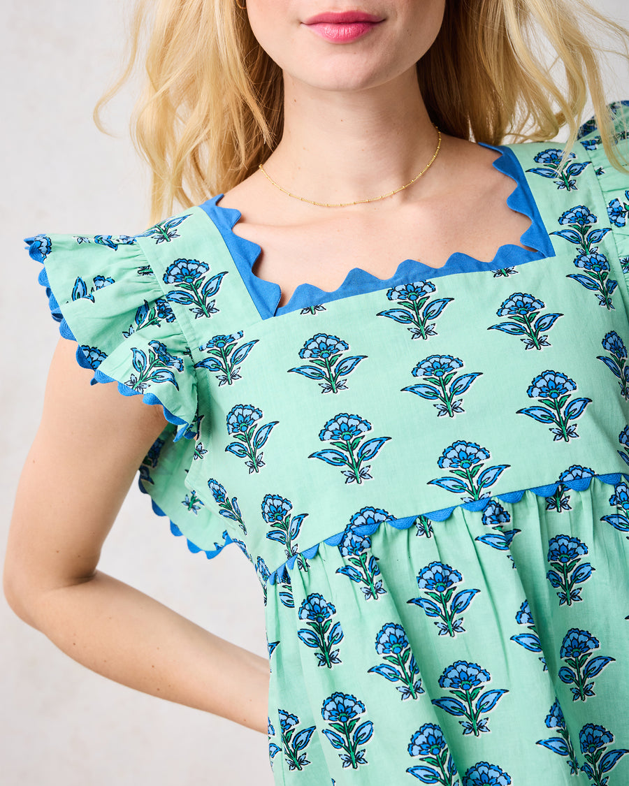 Aviary Flowers - Dunmore Blouse - Soft Sage - Printfresh