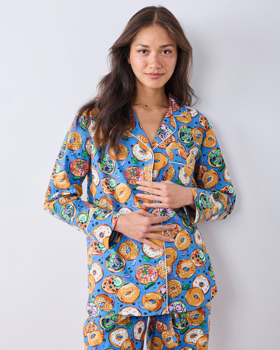 Bagels & Schmear - Long PJ Set - Brunch Blues - Printfresh