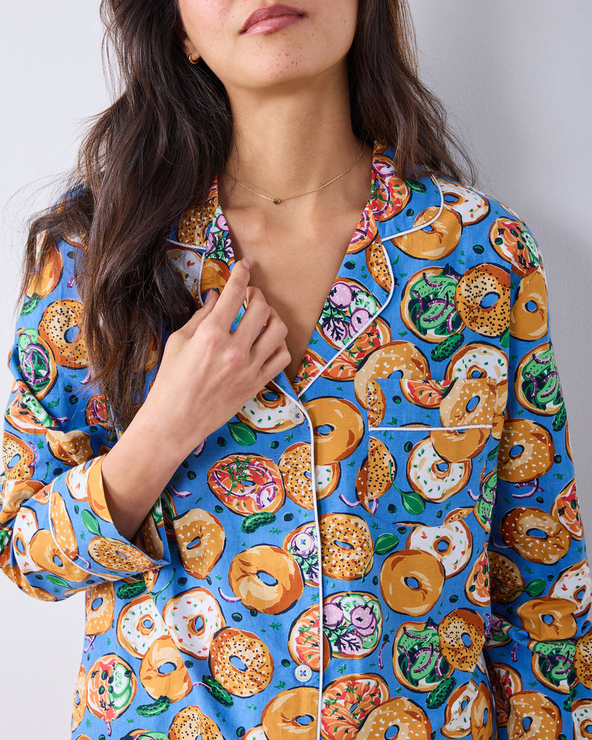 Bagels & Schmear - Long PJ Set - Brunch Blues - Printfresh