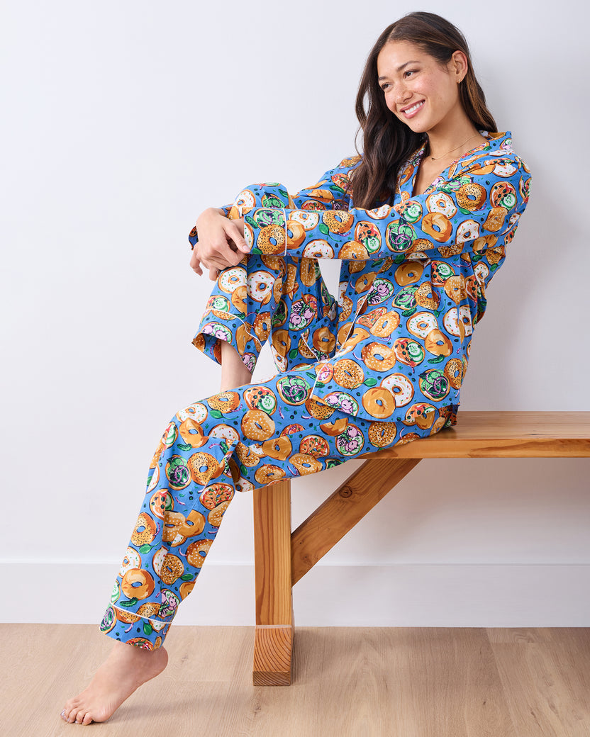Bagels & Schmear - Long PJ Set - Brunch Blues - Printfresh