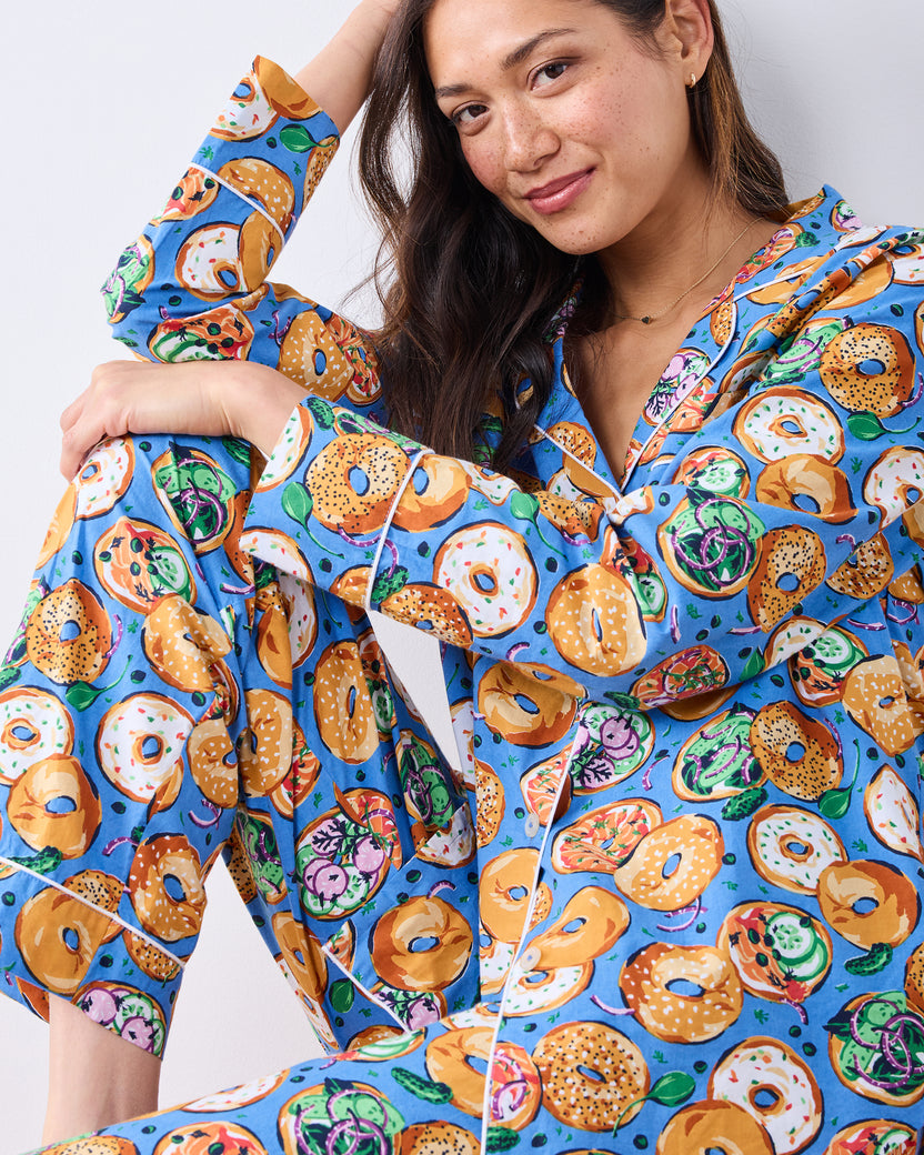 Bagels & Schmear - Long PJ Set - Brunch Blues - Printfresh