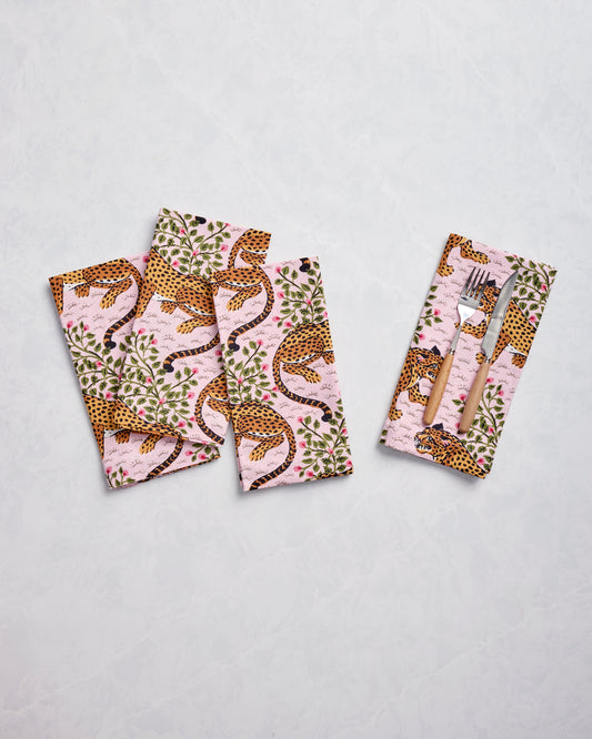 Bagheera - Set of 4 Dinner Napkins - Blush - Printfresh