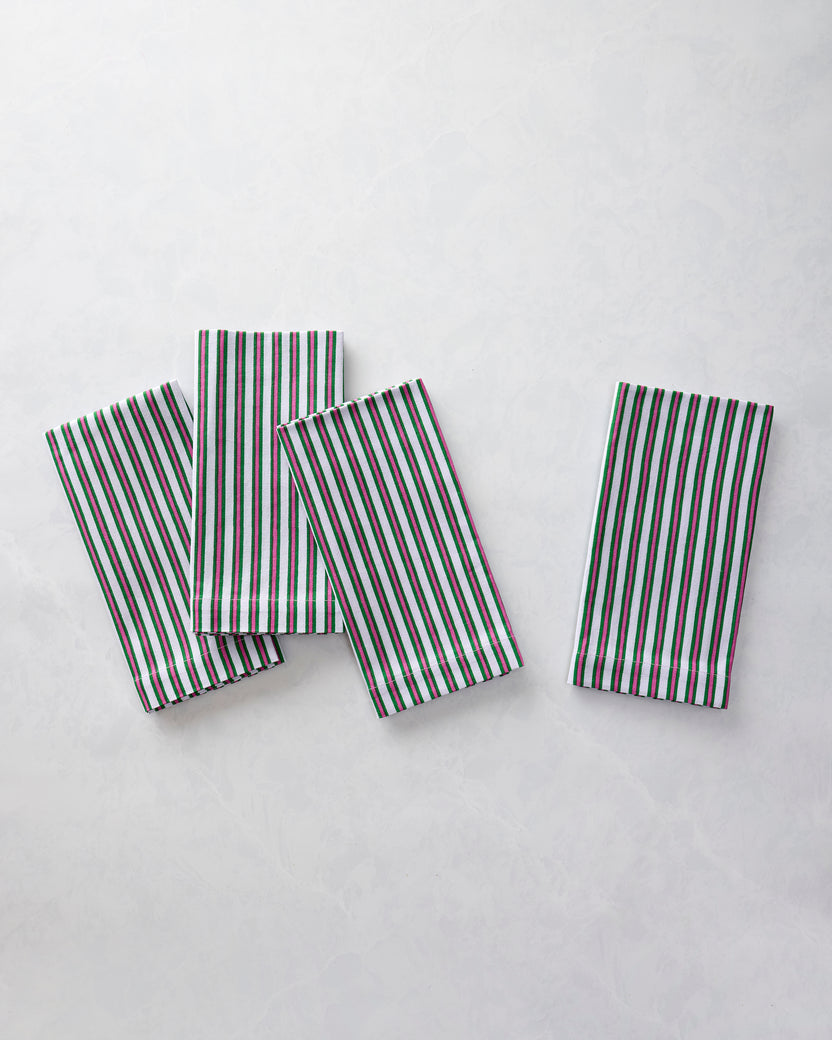 Posh Stripe - Print Napkins Set of 4 - Fuchsia Berry Stripe - Printfresh