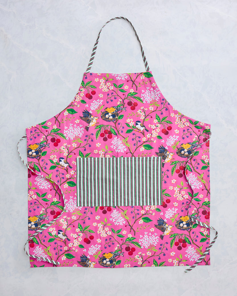 Bird & Blossom - Apron - Fuchsia Berry - Printfresh