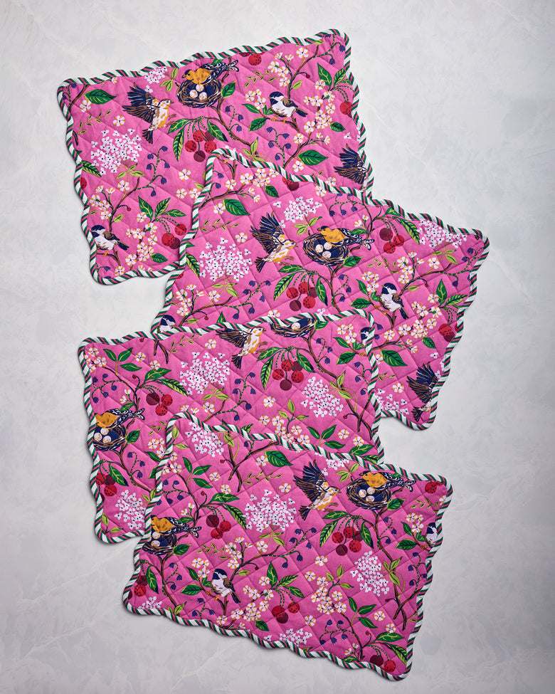 Bird & Blossom - Tea Towels Set of 2 - Fuschia Berry - Printfresh