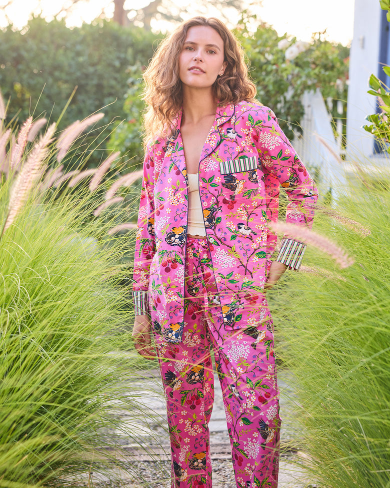 Bird & Blossom - Long PJ Set - Fuchsia Berry - Printfresh