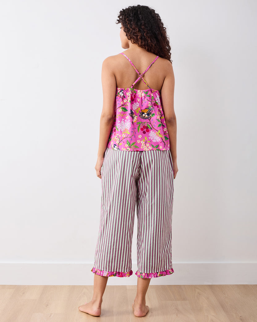 Bird & Blossom - Cami & Ruffle Crop Pants Set - Fuchsia Berry - Printfresh